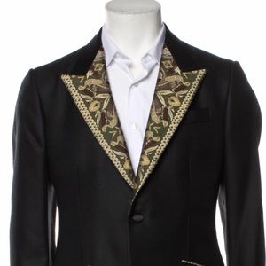 Alexander Mcqueen black print lapel blazer